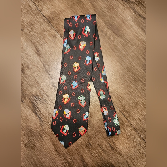 Peanuts Snoopy Black Tie with Colorful Character Pattern - Picture 1 of 6